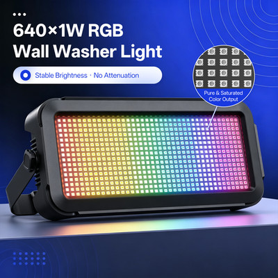 640LED Strobe Wall Wash Light Stage Effect Beam Lights RGB DMX Party DJ Lighting