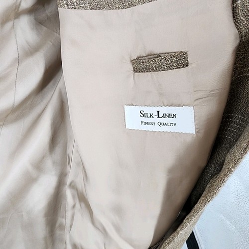 HUGO BOSS Linen Silk Beige Sport Coat Jacket 44R Made In Germany - Picture 6 of 9