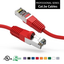 5 Pack of 1.5Ft CAT5E Shielded FTP Ethernet Network Booted Cable Red