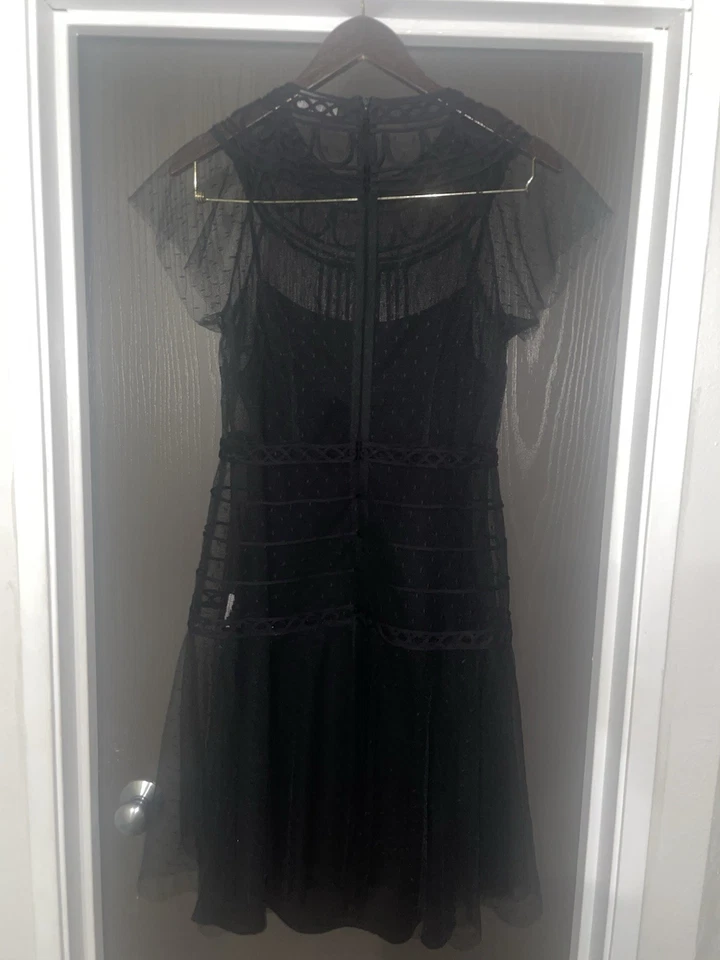 Vestido midi negro manga gorra encaje RED VALENTINO IT 42 US 6 Org $1,195 Foto 2 de 3