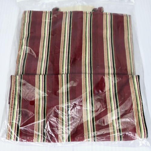 Longaberger Holiday 2005 Red Stripe Embroidered Basket Floral Gift Tote Bag - Foto 5 di 7