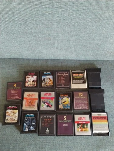 Atari Game Lot Of 17 Donkey Kong, PAC Man, Asteroids