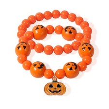 Halloween Pumpkin Ghost Spider Bracelet Wooden Beads Bracelet Halloween Costume