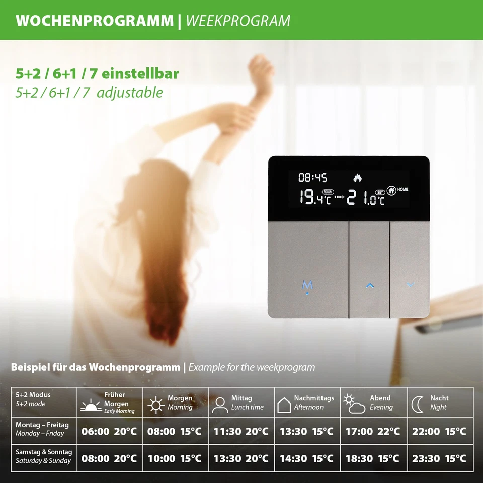 WiFi Smart Thermostat Raumthermostat Tuya App Heizungssteuerung Fußbodenheizung - Bild 2 von 4