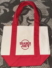 Trader Joe's mini canvas tote bag Red / White
