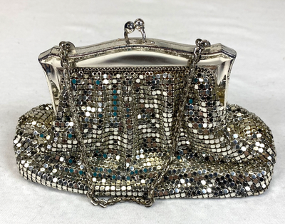 #ad #ad Antique Whiting amp; Davis Mesh Purse 30s Art Deco Silver Metal Bag Hand Chain $40.00