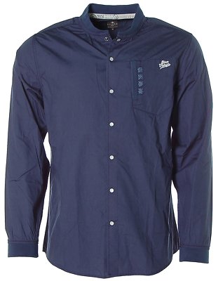 Kitaro Herren Langarm Hemd Shirt Mandarinkragen -Blue Tokyo- Blau M K8335