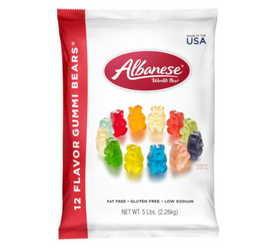 Albanese World's Best 12 Flavor Gummi Bears, 5lbs New