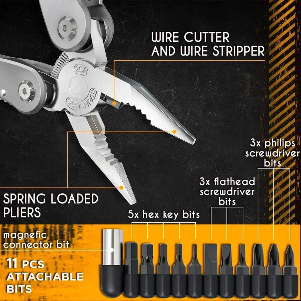 24-in-1 Professional Multitool Pliers Stainless Steel Pocket Tool with Sheath - Image 3 of 4