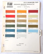 1972 - 1973 INTERNATIONAL TRUCK R-M COLOR PAINT CHIP CHART ALL MODELS ORIGINAL 