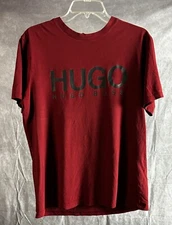 HUGO BOSS T-shirt Mens size Medium Red Black Logo Short Sleeve CREW NECK 