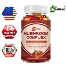 10x Mushroom Complex Supplement Gummies 2500mg, Lions Mane, Reishi, Shiitake