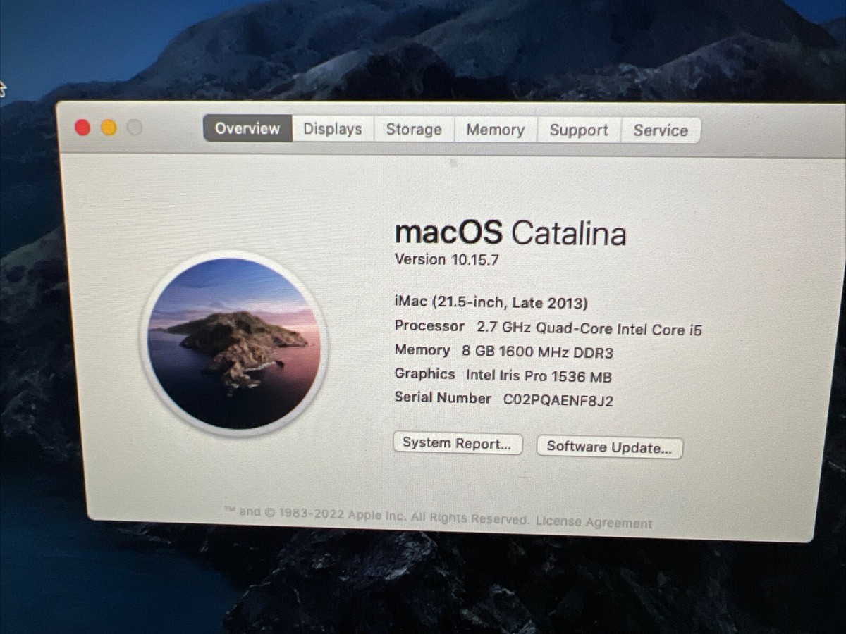 Apple iMac Late 2013 21.5” Intel Core i5 2.7GHz 8GB RAM 1TB HDD