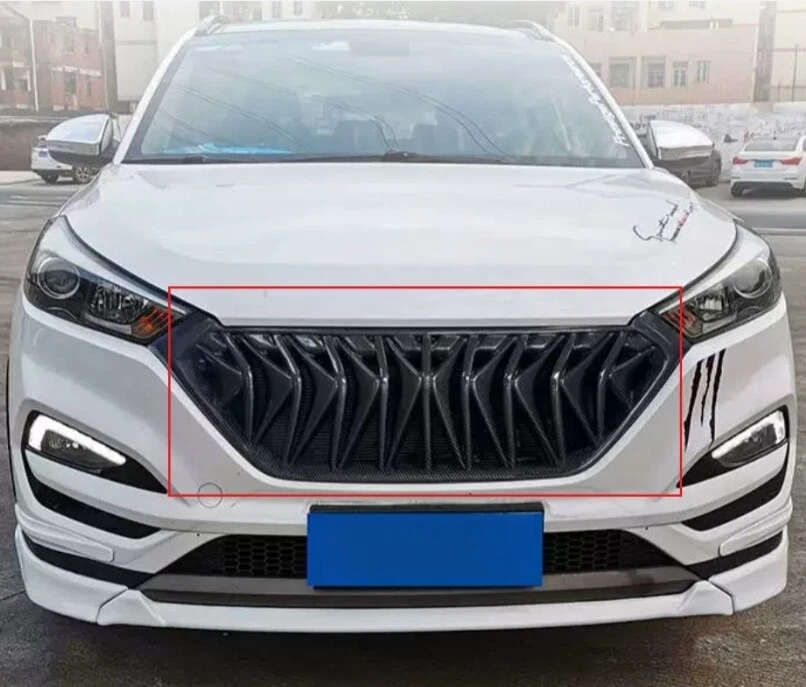 For Hyundai 2016-18 Tucson Carbon Pattern Black ABS Grill Front Radiator Grille - Image 3 of 3