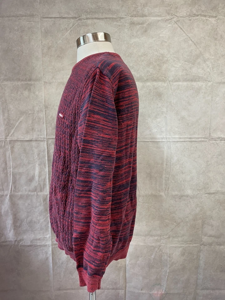 Superdry Hombre Suéter Rojo-Azul Cadena Tejido Cuello Redondo Talla XXL Foto 3 de 4