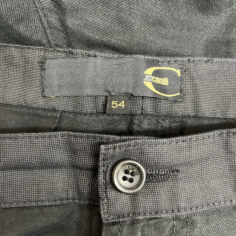 Just Cavalli Men's Sz 54 (Waist 37") Tiger Riveted Black Flare Bell Bottom Pants - Image 4 of 4