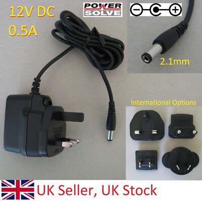 Power Supply 12V DC 500mA Mains Adapter 2.1mm plug AC-DC PSU for ...
