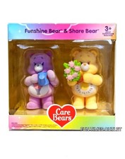 Care Bears Flocked Figures Pack Of 2 Funshine Bear and Share Bear Collectible