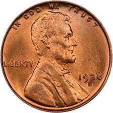 1936-D Uncirculated Lincoln Wheat Cent 1C