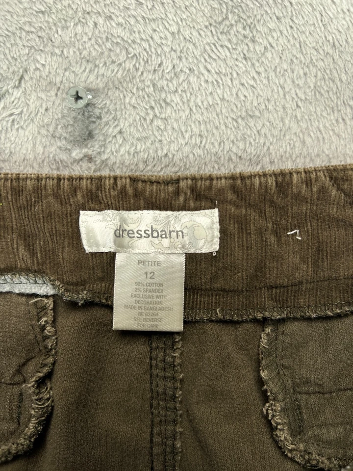 Dressbarn Petite Corduroy Stretch Pants Womens 12P Brown Chino Mid Rise Flat - Image 3 of 4