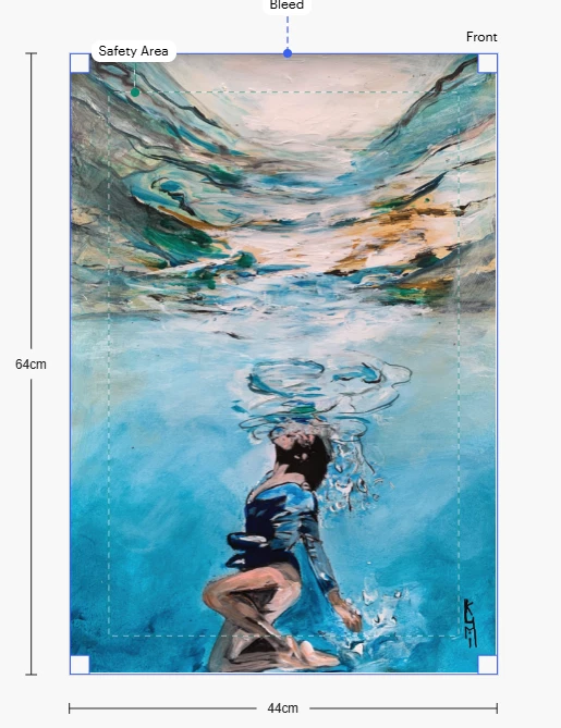 Lienzo Impresión 60x40cm Subacuático Nadadora Mujer Azul Arte Decoración Hogar Regalos Foto 3 de 4