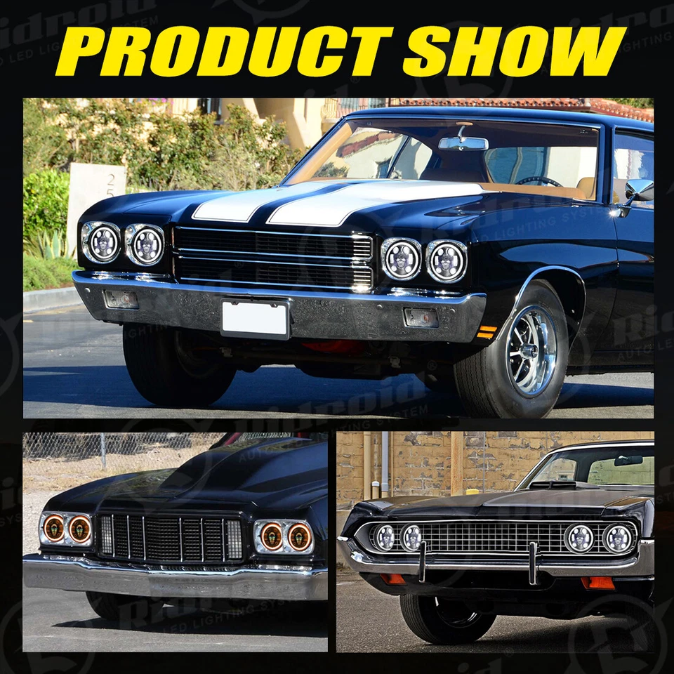 4x 5.75" 5-3/4 Halo RGB LED Faros Hi/Lo Para Chevy Chevelle El Camino Impala Foto 3 de 4