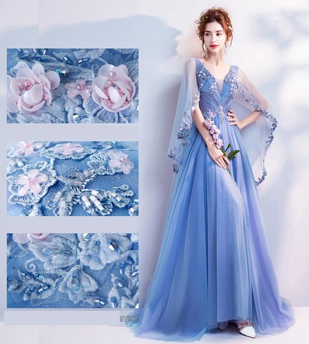 Noble Lace Evening Formal Party Ball Gown Prom Bridesmaid Long Dress TSJY1857 - Picture 11 of 12