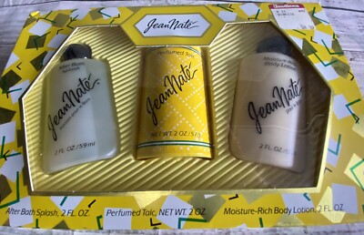 Vintage New Jean Naté Gift Set After Bath Splash Perfumed Powder Body Lotion 2oz