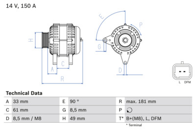 Bosch 0 986 080 420 Alternator for Nissan, Opel, Renault, Vauxhall