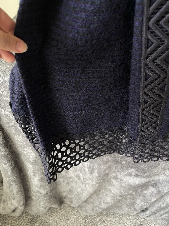 Anna Sui Designer Dress 2006 Runway Look #22 Tweed Purple Sheath S 4 V Neck Wool - Image 3 of 4