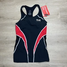 TYR Competitor Triathlon Tri Tankini Black Red Womens Size Small NWT