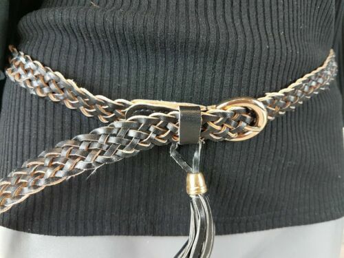 Ceinture Femme Brighton - Taille 30 - Cuir Marron Imitation Crocodile - Breloques Dorées Et Argentées - Occasion Excellent état