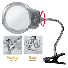 Magnifying Glass with Light and Stand Real Glass Lens Magnifying Lamp US