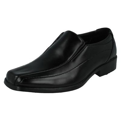 Boys N1077 Various Sizes Black Formal Slip on School Shoes by JCDees