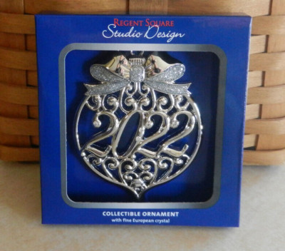 Regent Square Studio Design 2022 Dated Ornament Silver w/ Crystals