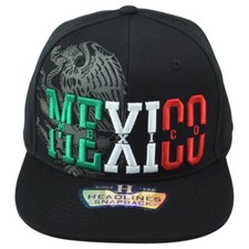 Mexico Central America Country Flag Black Snapback Flat Bill Adult Men Hat Cap