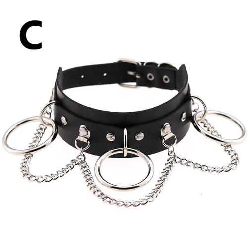Women Men Gothic Rivet Heart Collar Punk Choker Girl PU Leather Necklace Jewelry - Picture 18 of 40