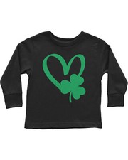 St Patricks Day Shamrock Heart Toddler Long Sleeve T-Shirt Irish Pride Clover