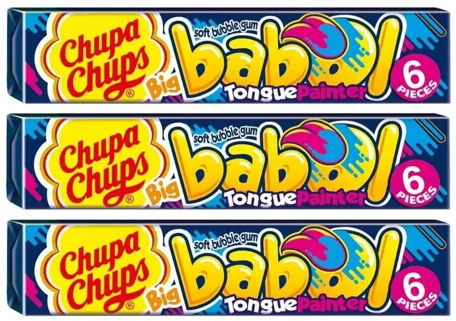 3X Chupa Chups Big Babol Sabor Frambuesa Azul Chicle Blando 27.6g