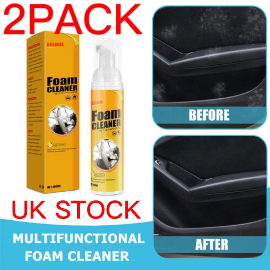 2Pack 100ML MultiPurpose Car Foam Cleaner Interior Home Cleaning Foam