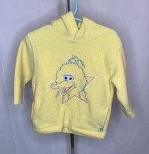 Vintage Sesame Street Big Bird Fleece Pullover Sz 24 Months Retro Yellow Hoodie