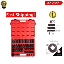 Durable 51-Piece Metric Impact Socket Set with Cr-Mo Steel, Radius Corner Design