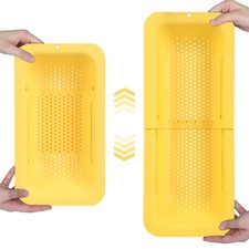 Blue Ginkgo Over Sink Colander, Extendable Kitchen Strainer, 1 Pack, Yellow