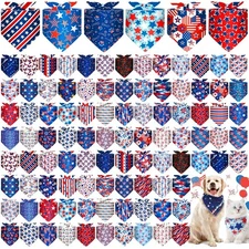 100 Pieces Patriotic Dog Bandanas Bulk 4th of July Independence Day Pet Handk...