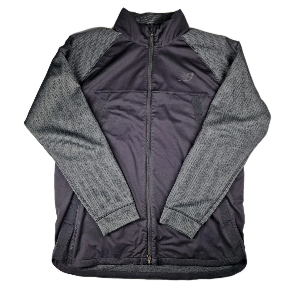 New Balance Men’s XL Hybrid Softshell Performance Jacket Grey Black Zip Pockets - Image 2 of 4