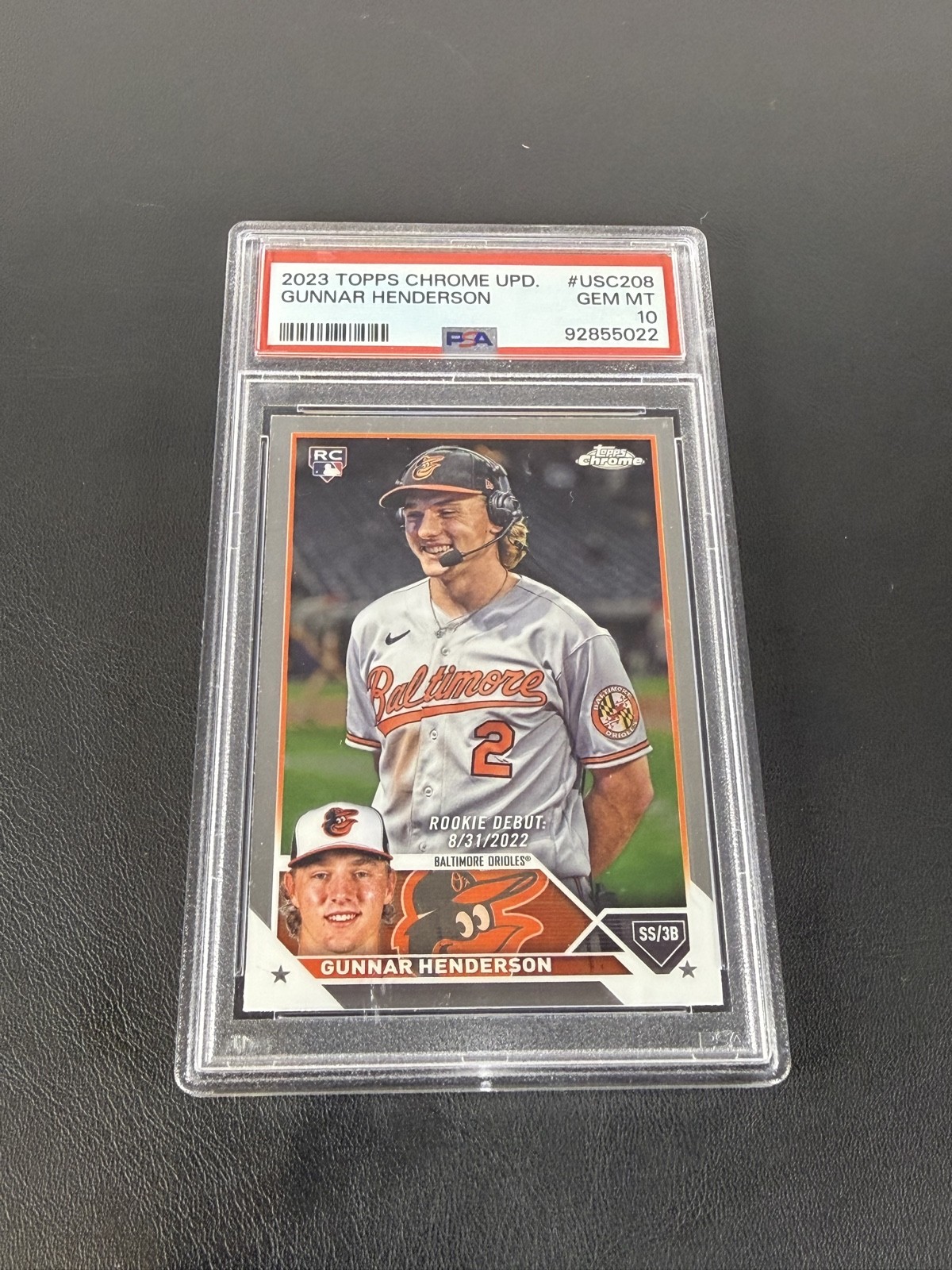 2023 Topps Chrome Update - Rookie Debut Gunnar Henderson #USC208 (RC) PSA 10 view 1