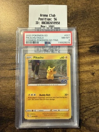 Pokémon GO Pikachu Cosmos Holo 027 PSA 8 Pokémon Card 2022