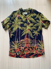 WACKO MARIA HAWAIIAN ALOHA Rayon SHIRT Short Sleeve Size M Japan black eye patch
