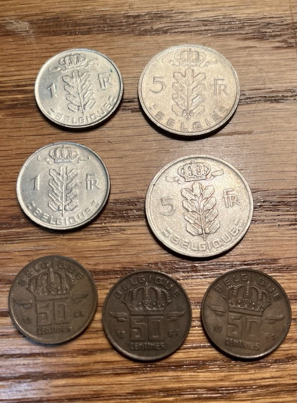 Belgique Rare Foreign Coins Lot of 7 Vintage Belgium Coins 1947 Various Years