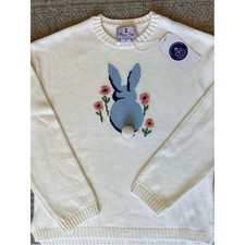 NWT Classic Prep Ella Relaxed Bunny Intarsia Sweater size 10
